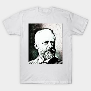 Pyotr Ilyich Tchaikovsky Black And White Portrait | Pyotr Ilyich Tchaikovsky Artwork 4 T-Shirt